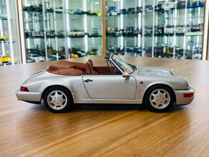 1/18 diecast Norev Porsche 911 Carrera 2 Cabriolet 1990 Limited 300 Silver