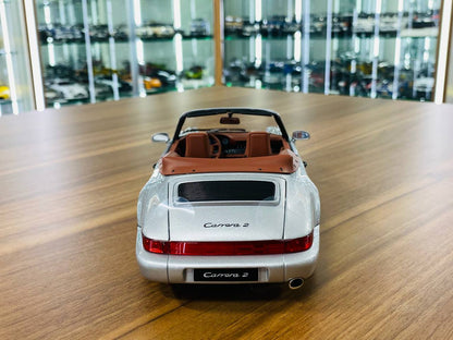 1/18 diecast Norev Porsche 911 Carrera 2 Cabriolet 1990 Limited 300 Silver