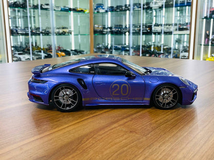 Minichamps Porsche 911 Turbo S Coupe Sport Design 2021 - 1/18 Diecast, Purple