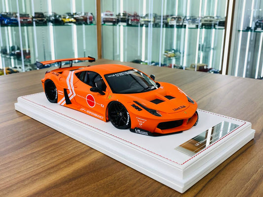 IVY Model Ferrari 458 GT Zero Fight LBWK Resin Model - Matt Orange | 1/18 Scale