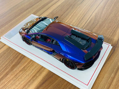 Davis & Giovanni Lamborghini Aventador Novitec Torado Resin Model - Chameleon Blue | 1/18 Scale