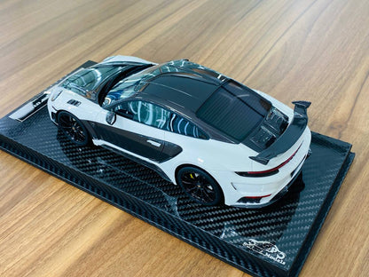 VIP Model Porsche 992 Stinger GTR Resin Model - White/Carbon | 1/18 Scale