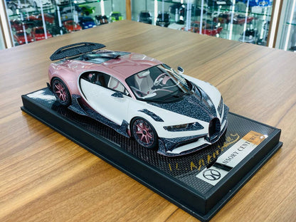 1/18 Resin Model Timothy & Pierre Limited Edition Bugatti Centuria Signed by Kourosh MANSORY White/Passion Pink