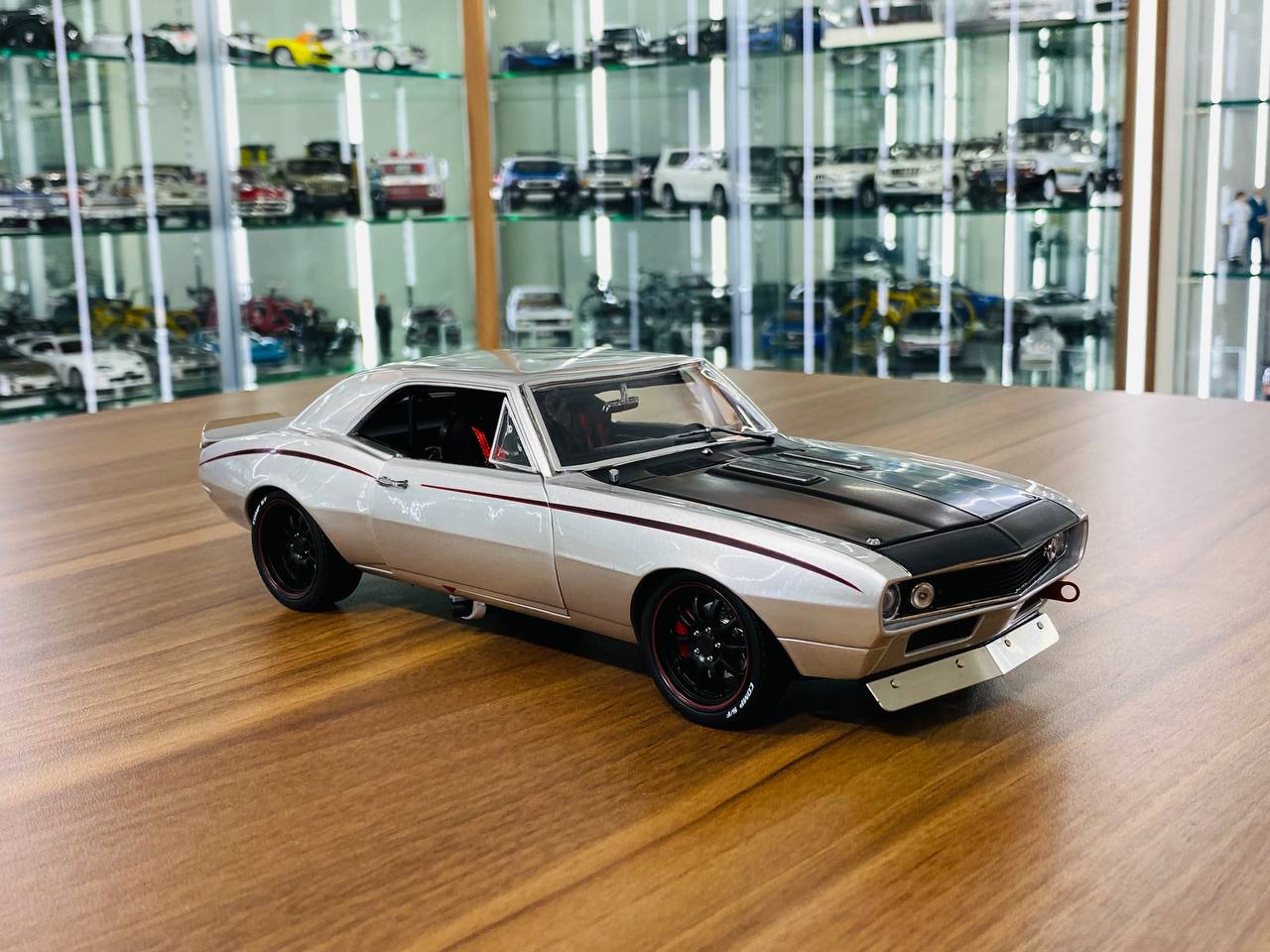 1/18 Diecast Model - GMP Comp Coupe 1967 Camaro in Silver with Black Hood, Full Opening