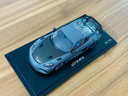 1/18 Resin Model - Spark Model Porsche 718 Cayman GT4 RS in Grey, Limited to 718 Pieces