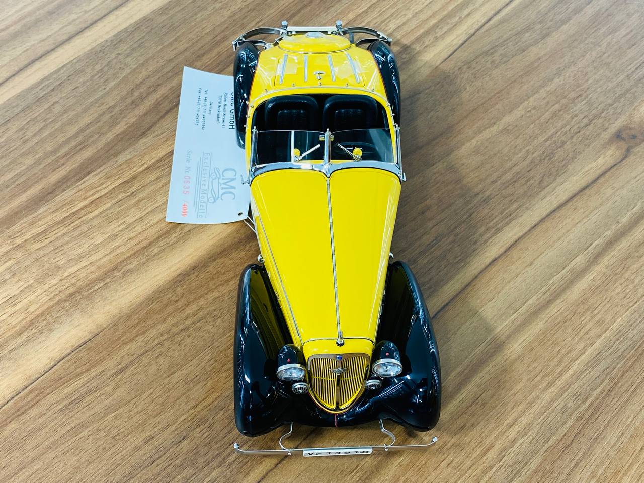 1/18 Diecast - CMC Audi Front 225 Roadster 1935 in Yellow/Black, Limited to 4000 Pieces