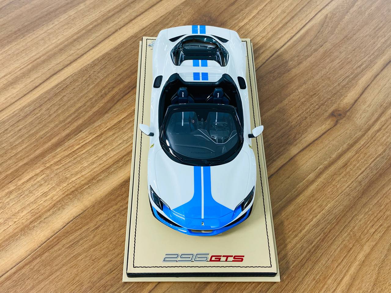 MR Collection Models Ferrari 296 GTS - 1/18 Resin Model, Limited Edition, White/Blue