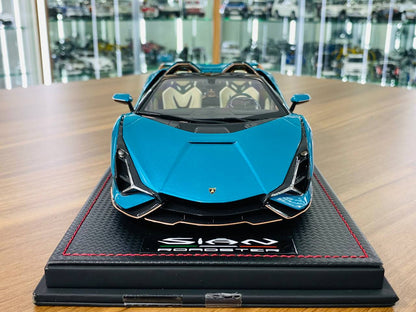 1/18 Resin Model - MR Collection Lamborghini SIAN Roadster in Blu Uranus, Limited to 399 Pieces