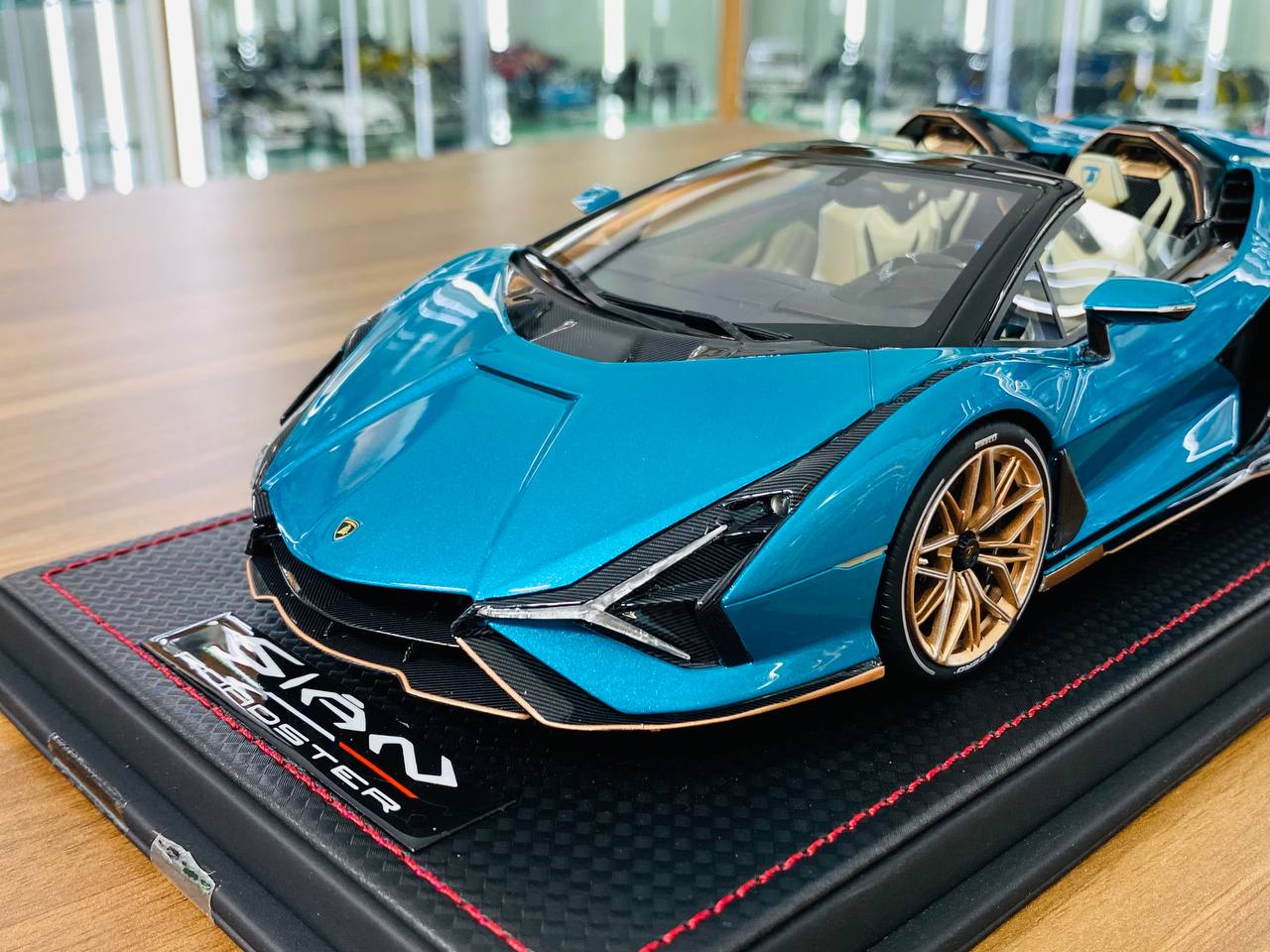 1/18 Resin Model - MR Collection Lamborghini SIAN Roadster in Blu Uranus, Limited to 399 Pieces