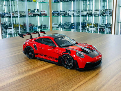 1/18 Diecast Model - Minichamps Porsche 911 (992) GT3 RS Weissach Package 2022 in Red with Black Wheels