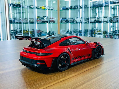 1/18 Diecast Model - Minichamps Porsche 911 (992) GT3 RS Weissach Package 2022 in Red with Black Wheels