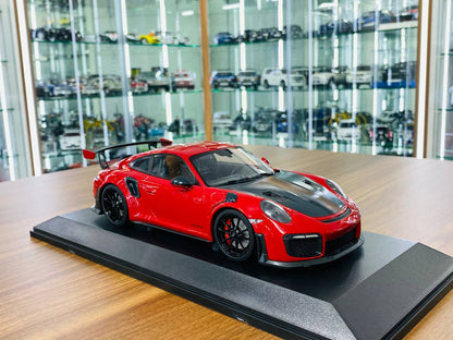 1/18 Diecast Model - Minichamps Porsche 911 (991.2) GT2 RS (2018) in Red with Black Wheel, Limited to 504 Pieces