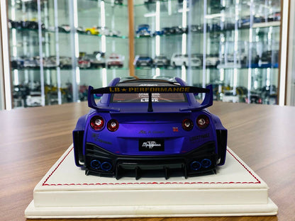 1/18 resin model of the Nissan R35 GT-RR LBWK in Matt Metallic Purple, Zero Fighter, limited to 8 pieces