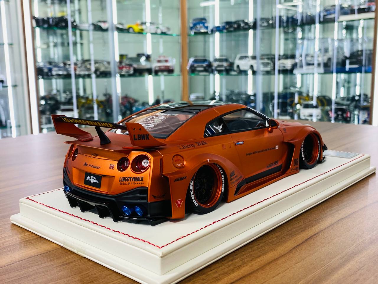 1/18 resin model of the Nissan R35 GT-RR LBWK in Matt Candy Orange, Zero Fighter, limited to 8 pieces: