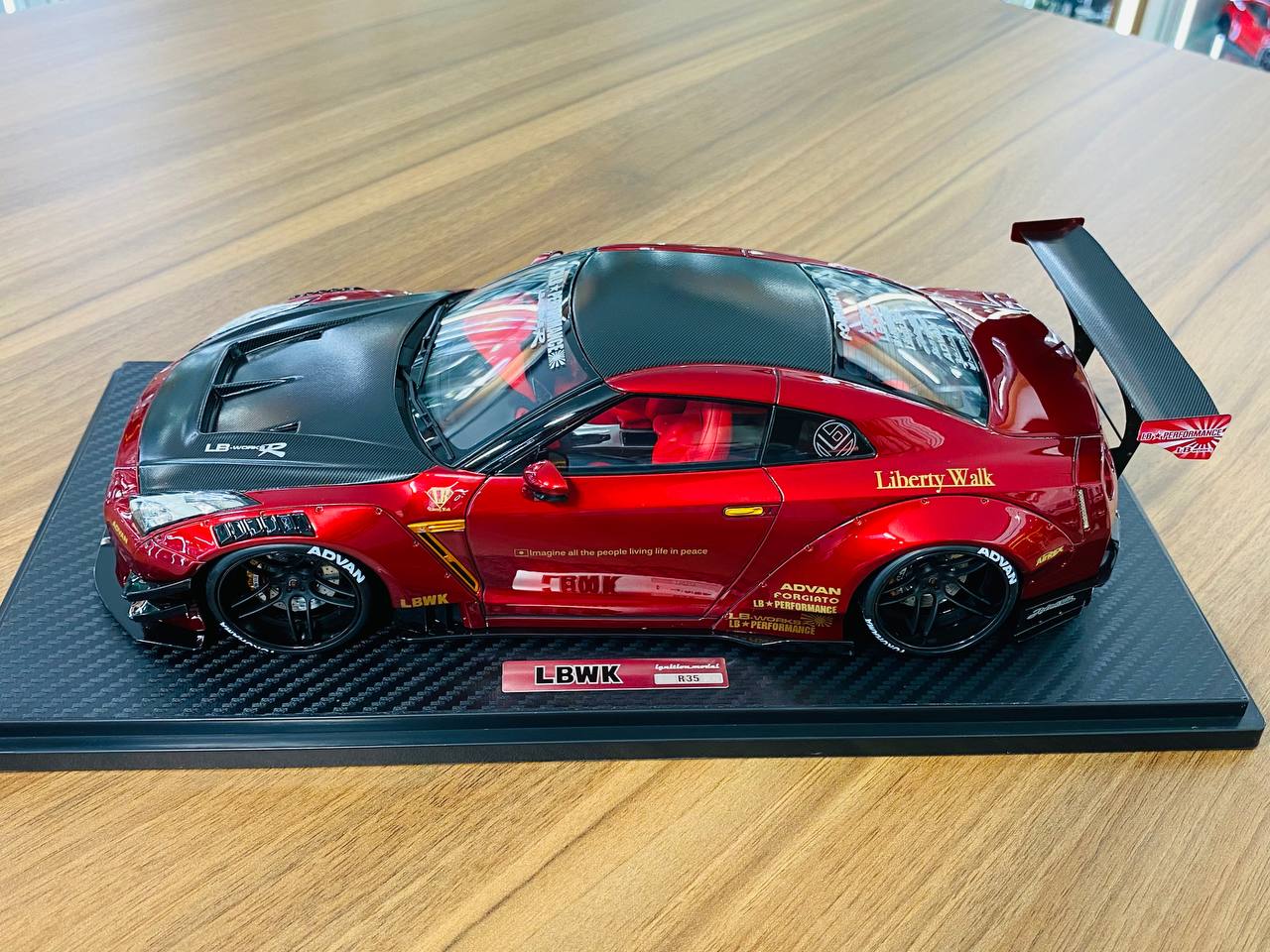 1/18 resin model Ignition Model  Nissan GT-R R35 LBWK red / black