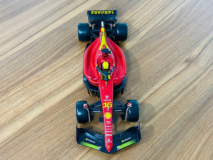 1/18 Diecast Bburago Ferrari F1-75 C. Leclerc #16 matt Red / Yellow