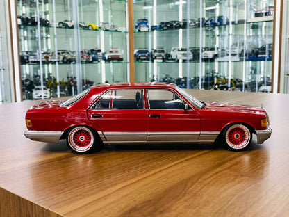 1/18 Diecast Norev Mercedes Benz 560 SEL (W126) 1987 Custom BBS Wheels Red Limited Edition