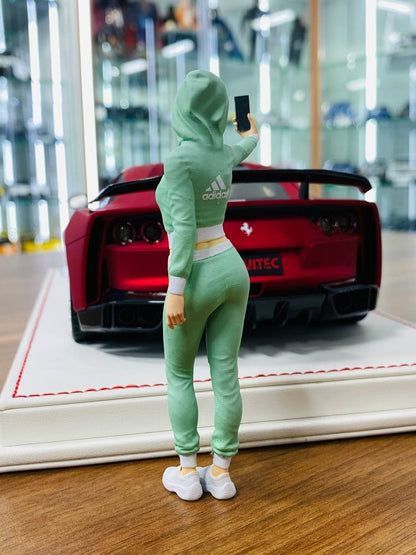 1/18 Scale Figure (Hand Made / Painted) Selfie Girl Addidas Green out fit