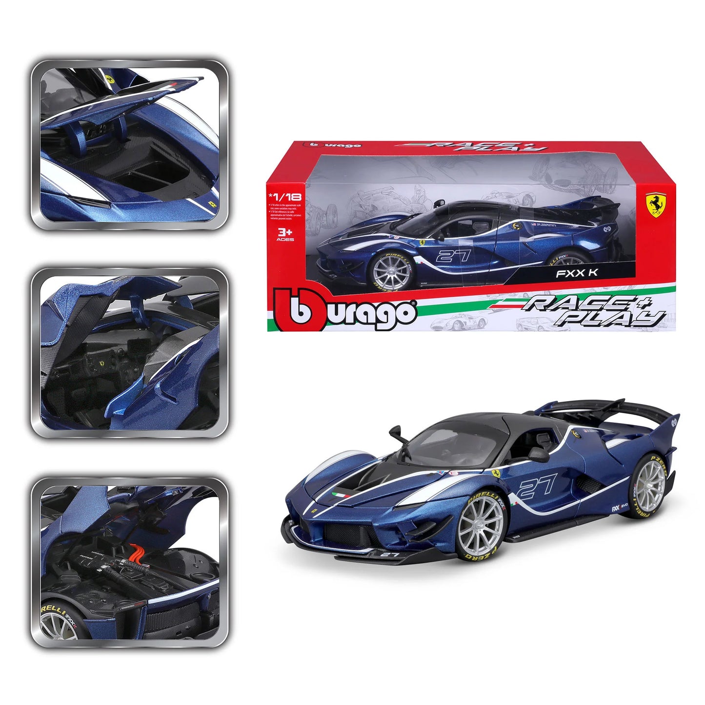 1/18 Diecast Ferrari FXX K EVO #27 Blue Bburago Scale Model Car|Sold in Dturman.com Dubai UAE.