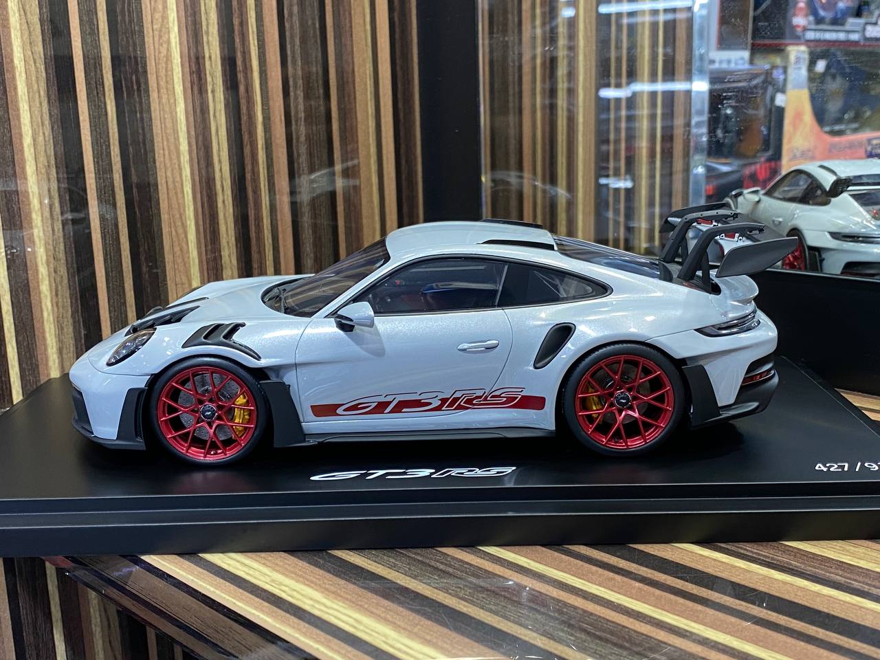 1/18 Spark Models Resin Model - Porsche 911 GT3 RS in Silver and Red, Limited Edition|Sold in Dturman.com Dubai UAE.