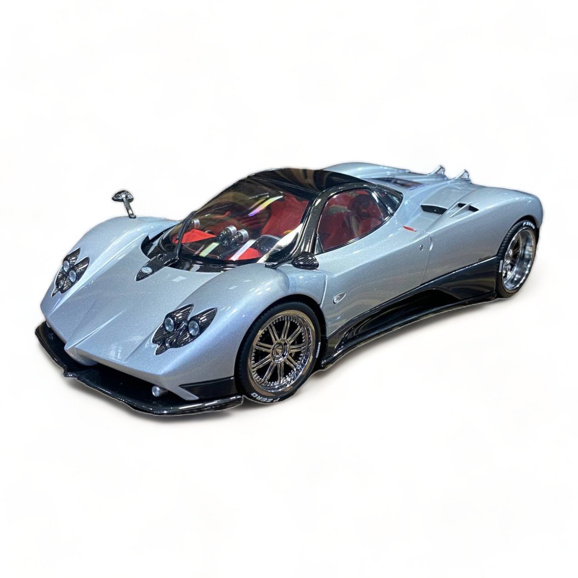 Almost Real Pagani Zonda F 1/18 Diecast - Full Opening, Silver, Limited Edition|Sold in Dturman.com Dubai UAE.