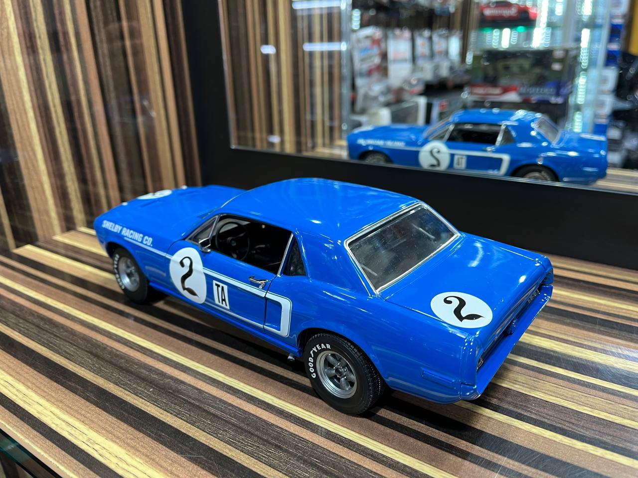 Acme Ford Mustang 1968 - 1/18 Diecast Model, All Opening - Blue|Sold in Dturman.com Dubai UAE.