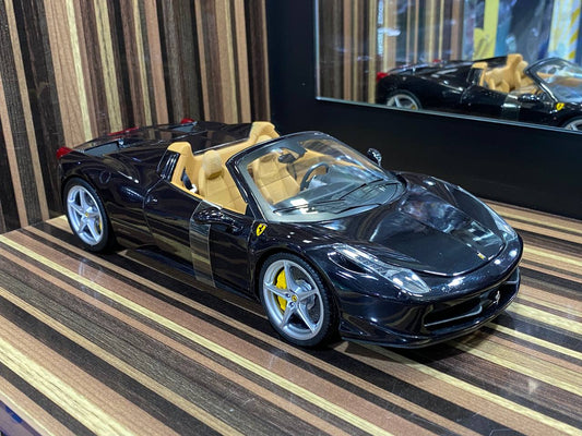 Hot Wheels Elite Ferrari 458 Spider -[ 1/18 Diecast, Black ]