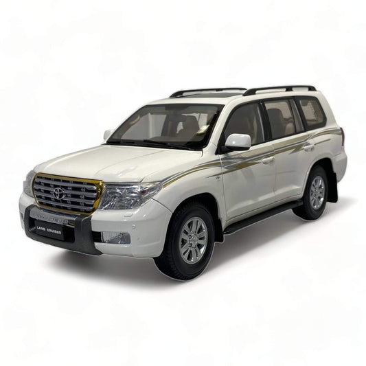 1/18 Diecast Toyota Land Cruiser LC200 Gold Grill White 2008 FAW Toys Scale Model Car|Sold in Dturman.com Dubai UAE.