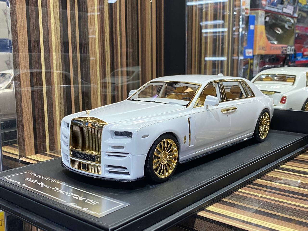 1/18 Resin Muse’s Secret  Rolls Royce- PHANTOM VIII Mansory Pearl White and Gold Scale Model Car|Sold in Dturman.com Dubai UAE.