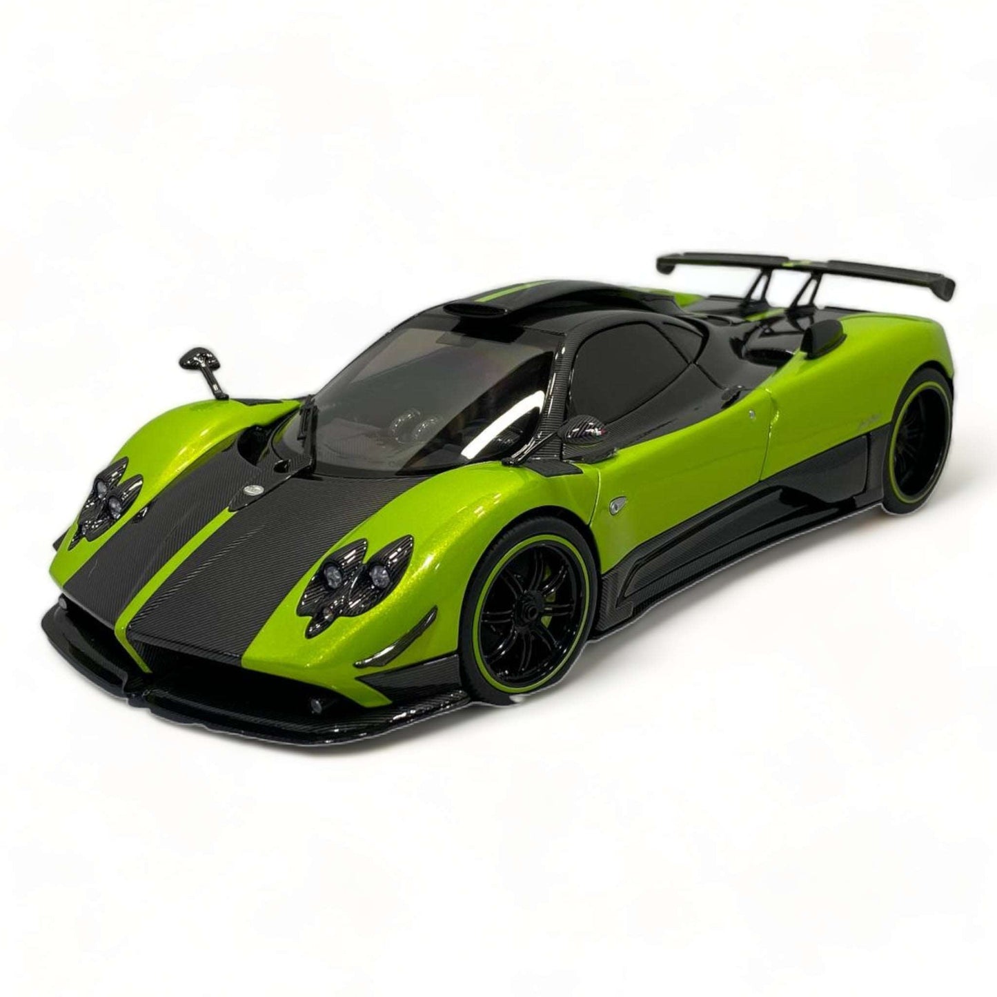 1/18 Diecast Almost Real Pagani Zonda Cinque Coupe GREEN CARBON 2009 Scale Model Car|Sold in Dturman.com Dubai UAE.