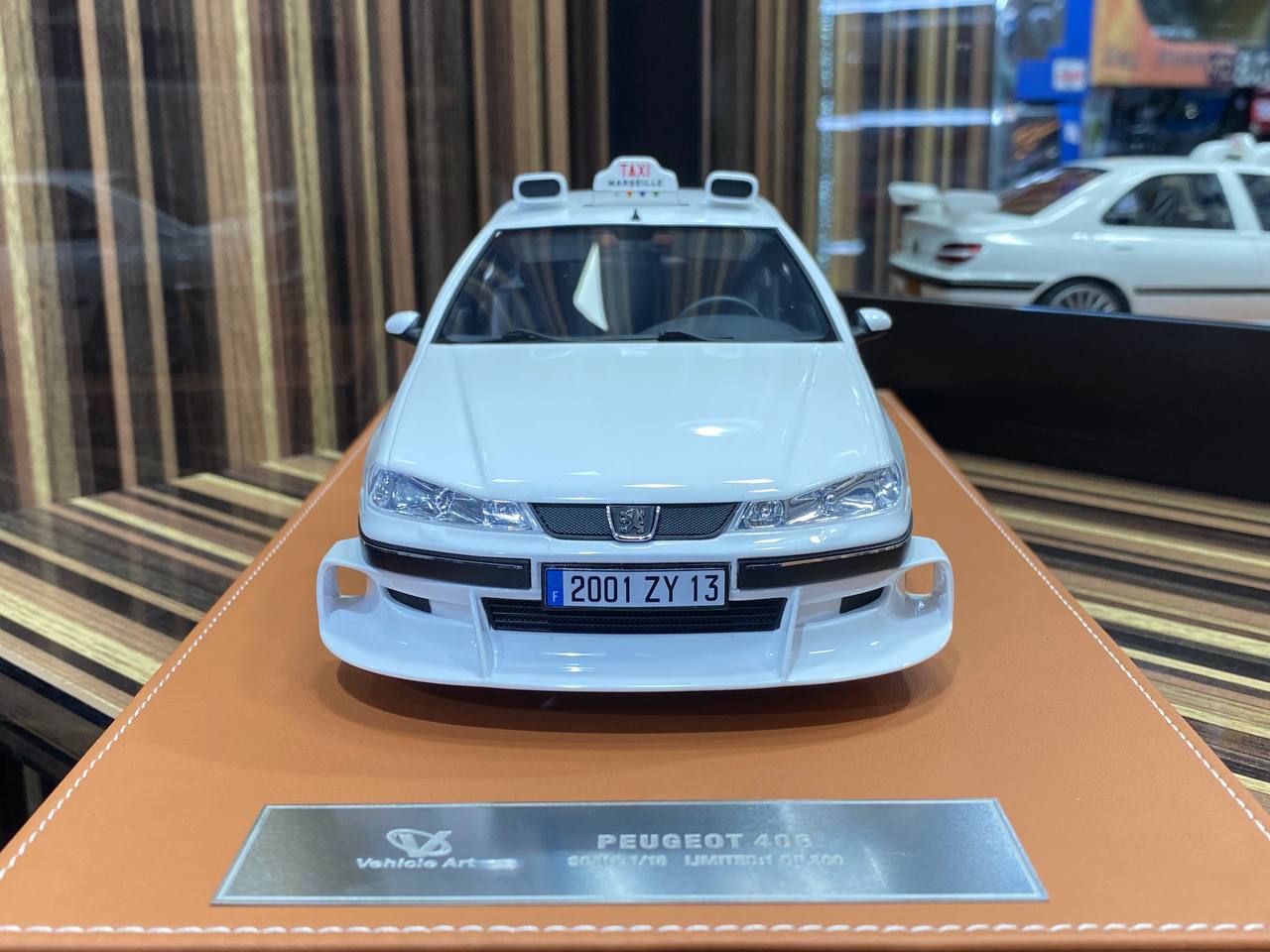 1/18 Diecast Vehicle Art Peugeot 406 TAXI White Scale Model Car|Sold in Dturman.com Dubai UAE.