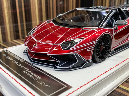 1/18 Davis & Giovanni  Lamborghini Aventador SVJ LP 750-4 Roadster - Chrome Red/White TRON|Sold in Dturman.com Dubai UAE.