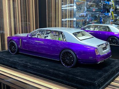 1/18 Diecast Rolls-Royce Phantom VIII Purple Mansory Scale Model Car