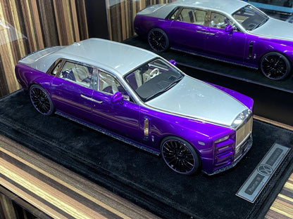 1/18 Diecast Rolls-Royce Phantom VIII Purple Mansory Scale Model Car