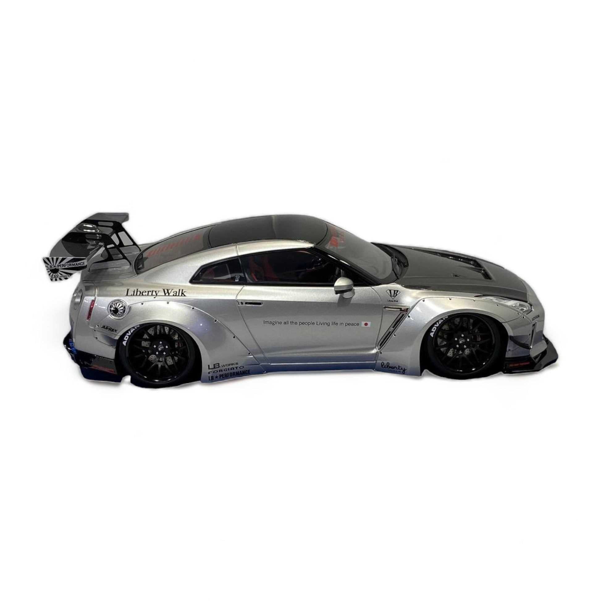 Nissan GT-R R35 LBWK LB*Performance Silver and Carbon by Make Up 1/18:|Sold in Dturman.com Dubai UAE.