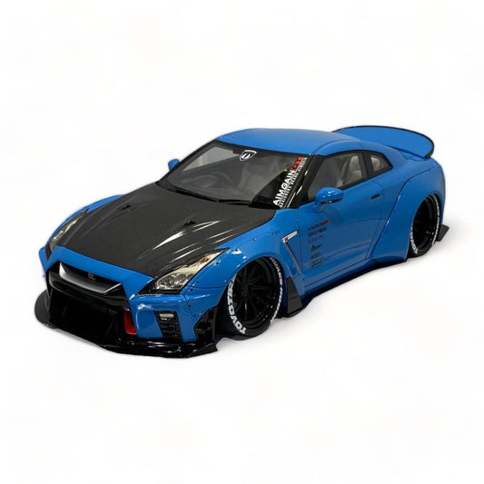 1/18 Diecast Miniature Nissan GT-R R35 LBWK LB*Performance Blue/Carbon Aimgain Model Car|Sold in Dturman.com Dubai UAE.