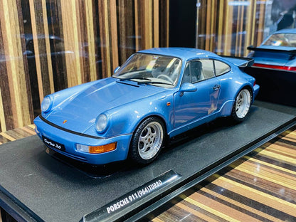 1/18 Diecast Solido Porsche 964 Turbo horizon blue 1990 Scale Model Car