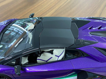 1/18 Resin Lamborghini Aventador Roadster SVJ by MR Collection in Metallic Purple Italy Flag