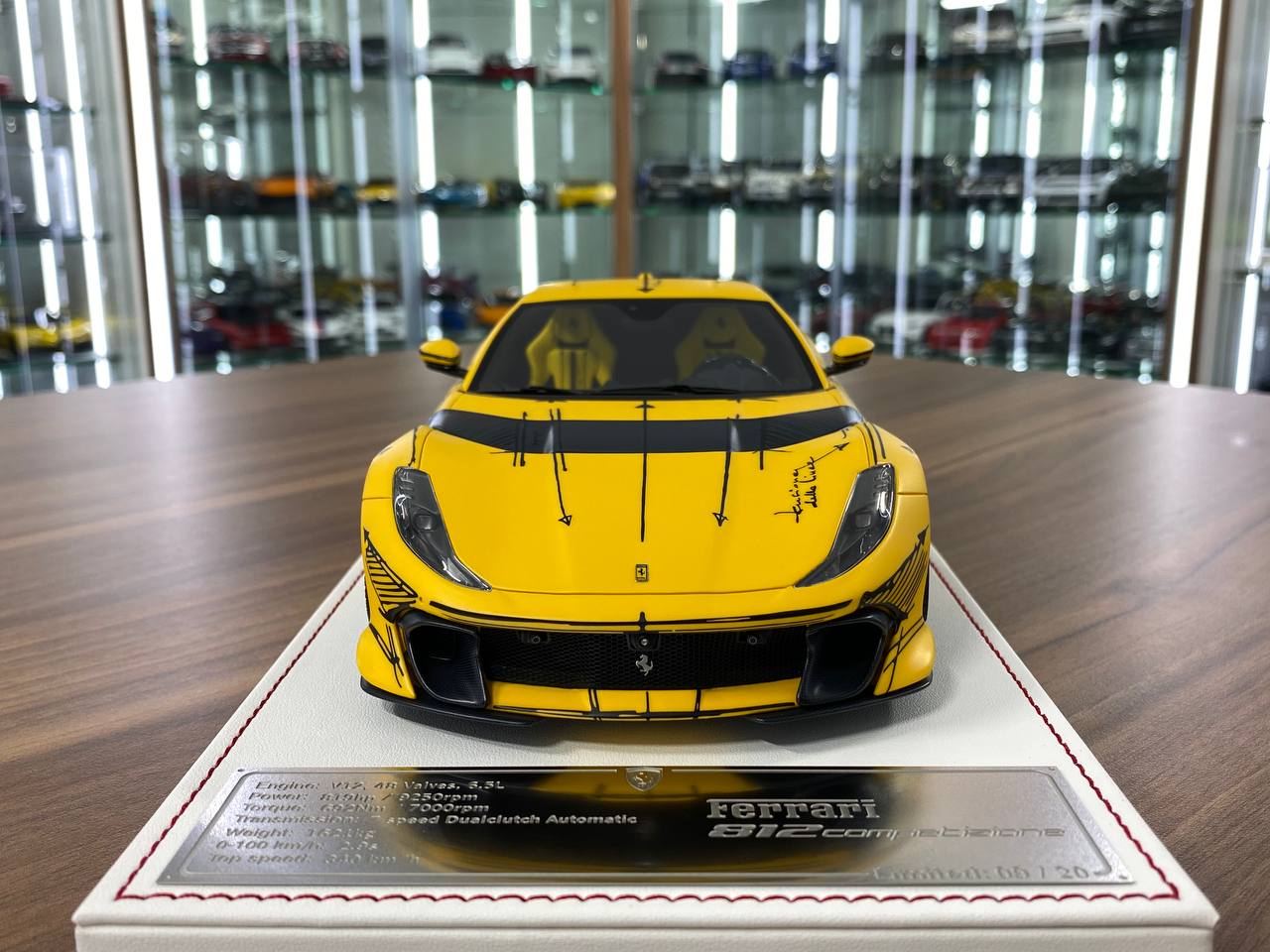 1:18 Resin Model - Ferrari 812 Competizione by Davis & Giovanni (Matt Pearl Yellow / Black Graphic)