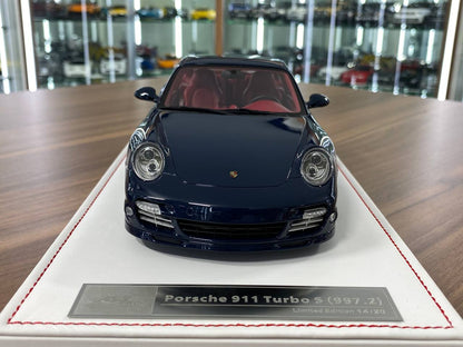 1:18 Resin Porsche 911 Turbo S (997.2) Dark Blue with Red Interior Ivy Model