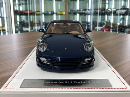 1:18 Resin - Porsche 911 Turbo S (997.2) Dark Blue with Brown Interior by Ivy Model