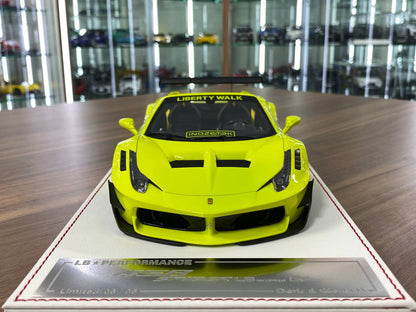 1:18 Resin Model - Davis & Giovanni Ferrari 458 Spider GT LB-Silhouette Works LBWK (Yellow/Black Rim) - Limited Edition 6pcs