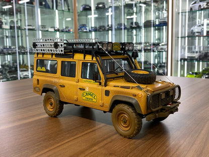 1/18 Land Rover Defender 110 "Camel Trophy Sabah-Malaysia" Dirty Version 1993 Yellow Almost Real