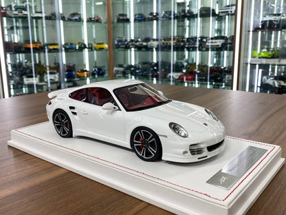 1:18 Resin Porsche 911 Turbo (997.2) White Exterior with Red Interior and Silver Rims Ivy Model