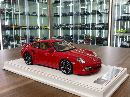 1:18 Resin Porsche 911 Turbo (997.2) Red Exterior with Brown Interior Ivy Model