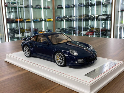 1:18 Resin - Porsche 911 Turbo S (997.2) Dark Blue with Brown Interior by Ivy Model