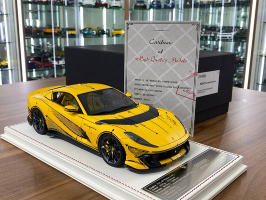 1:18 Resin Model - Ferrari 812 Competizione by Davis & Giovanni (Matt Pearl Yellow / Black Graphic)