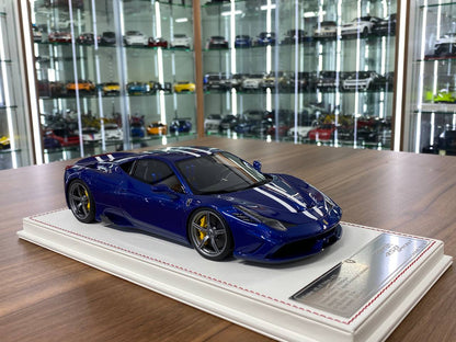 1:18 Resin Model - Ferrari 488 Speciale by Davis & Giovanni (Candy Blue with Blue & White Stripe)