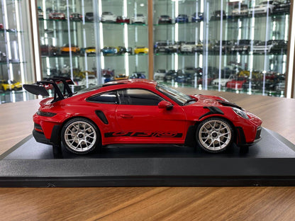 1:18 Diecast Model - Porsche 911 GT3 RS 2023 by Minichamps (Red with Silver Wheels)