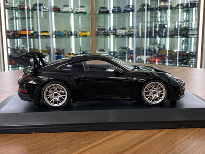 1:18 Diecast – Minichamps Porsche 911 (992) GT3 RS (2023) in Black with Silver Wheels & Black Decor